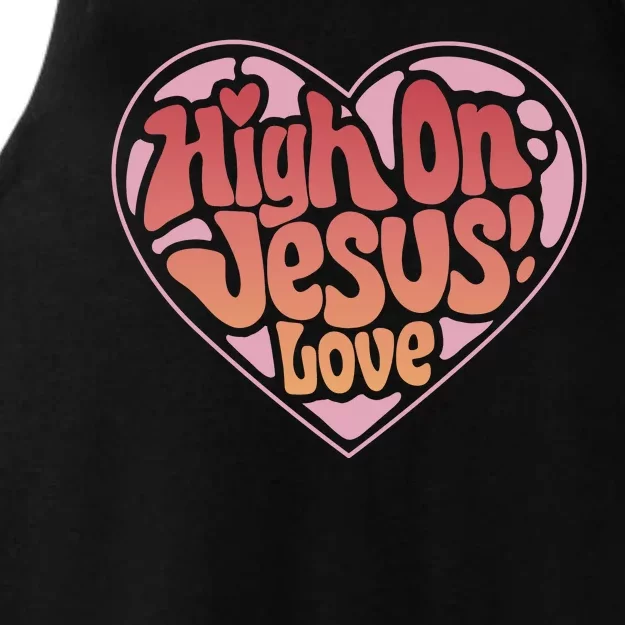 High On Jesus Love Heart Christian Ladies Tri-Blend Wicking Tank