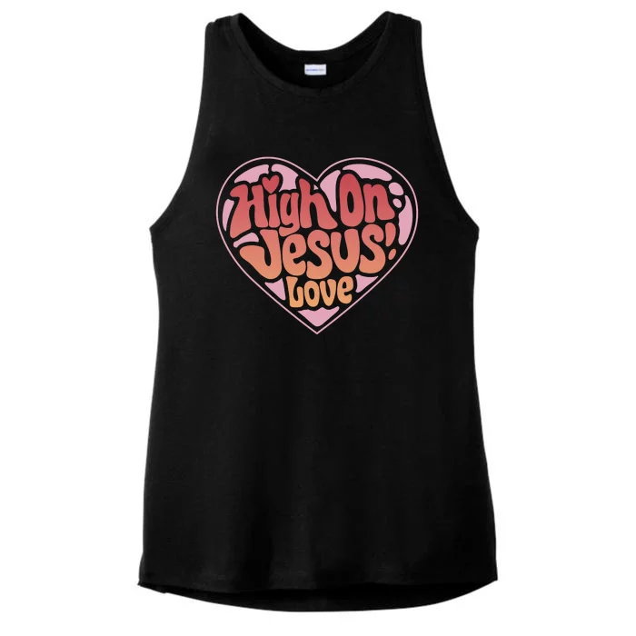 High On Jesus Love Heart Christian Ladies Tri-Blend Wicking Tank