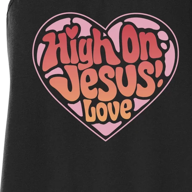 High On Jesus Love Heart Christian Women's Racerback Tank