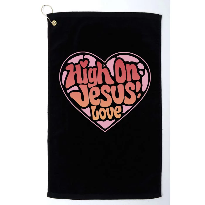 High On Jesus Love Heart Christian Platinum Collection Golf Towel