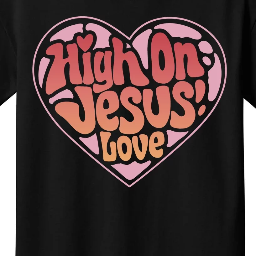 High On Jesus Love Heart Christian Kids T-Shirt