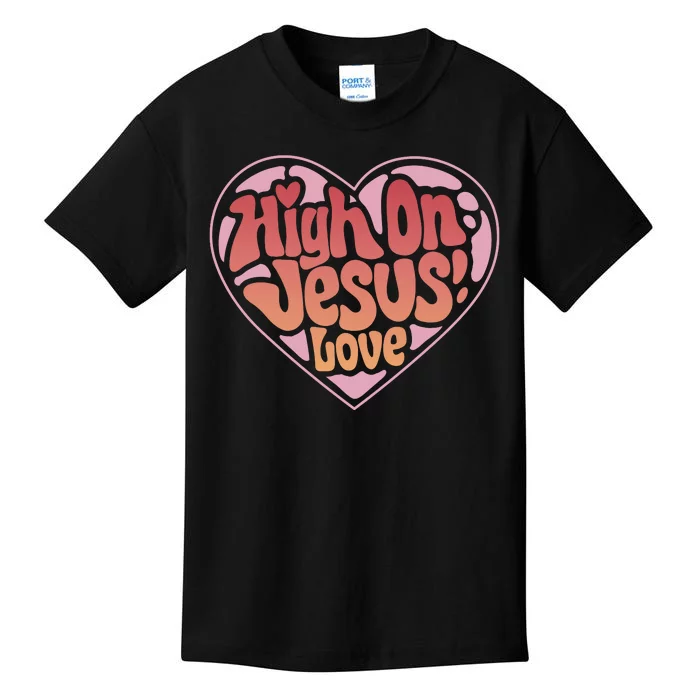 High On Jesus Love Heart Christian Kids T-Shirt