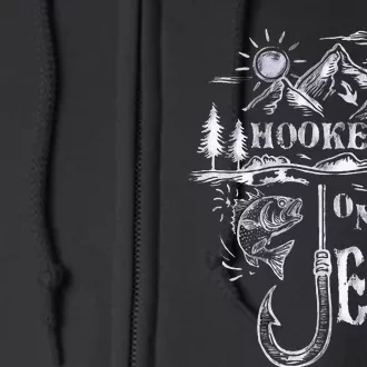 Hooked On Jesus Christ Faith Hope Love Religious Full Zip Hoodie