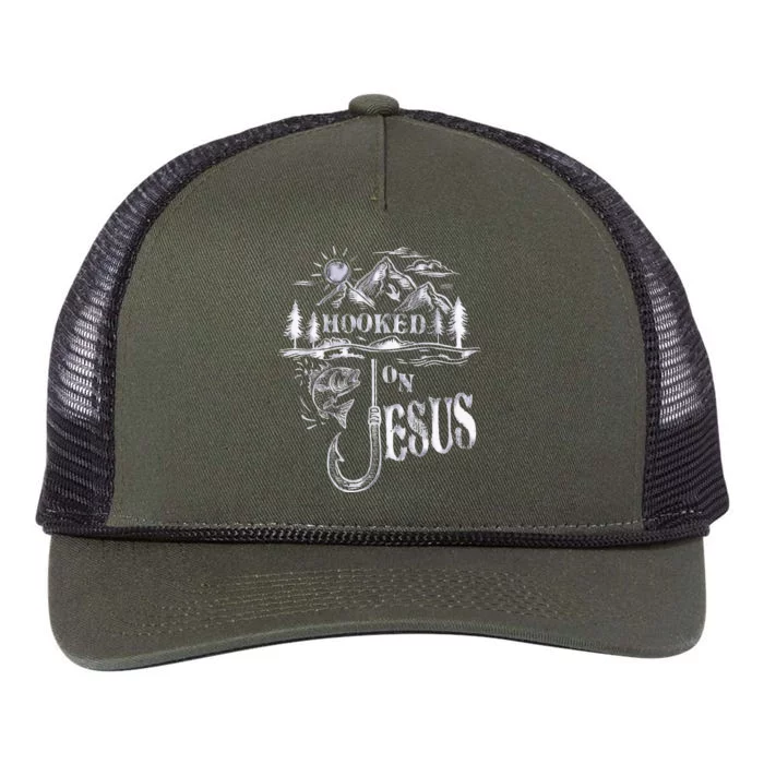 Hooked On Jesus Christ Faith Hope Love Religious Retro Rope Trucker Hat Cap