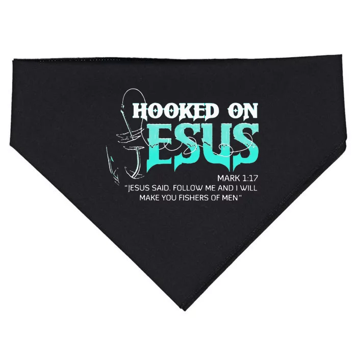 Hooked On Jesus Funny Fishing USA-Made Doggie Bandana