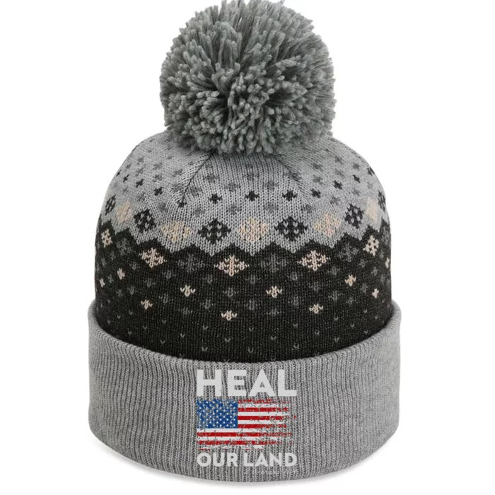 Heal Our Land Patriotic funny Christian The Baniff Cuffed Pom Beanie