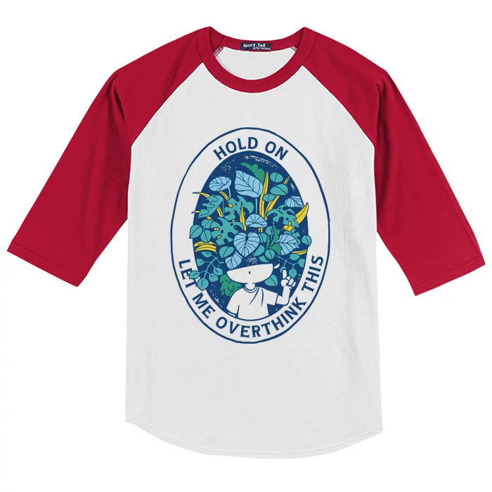 Hold On Let Me Overthink This Floral Kids Colorblock Raglan Jersey