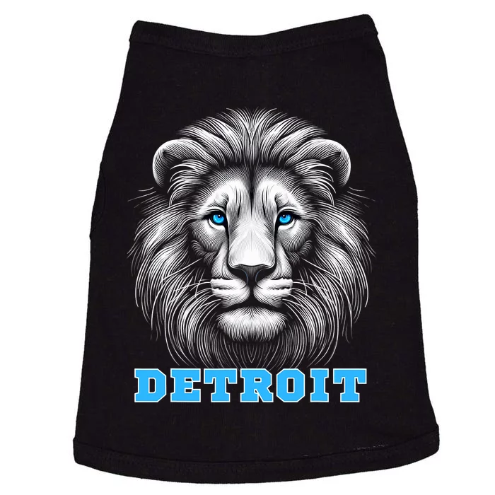 Head Of Lion With Blue Eyes Detroit Michigan Football Fan Doggie Tank