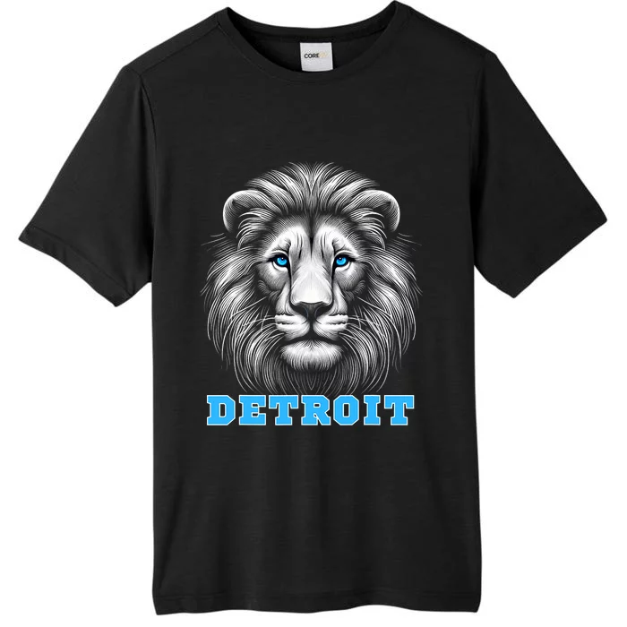 Head Of Lion With Blue Eyes Detroit Michigan Football Fan ChromaSoft Performance T-Shirt