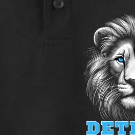 Head Of Lion With Blue Eyes Detroit Michigan Football Fan Dry Zone Grid Performance Polo