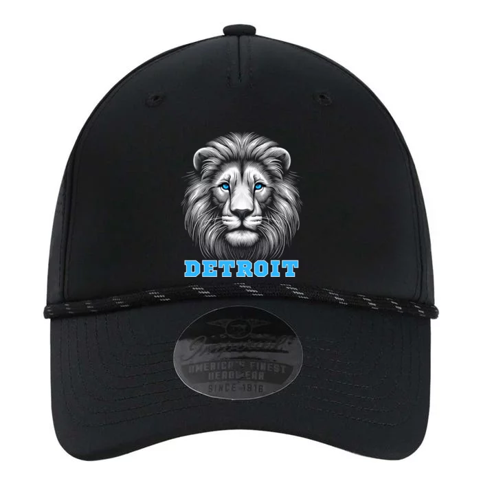 Head Of Lion With Blue Eyes Detroit Michigan Football Fan Performance The Dyno Cap