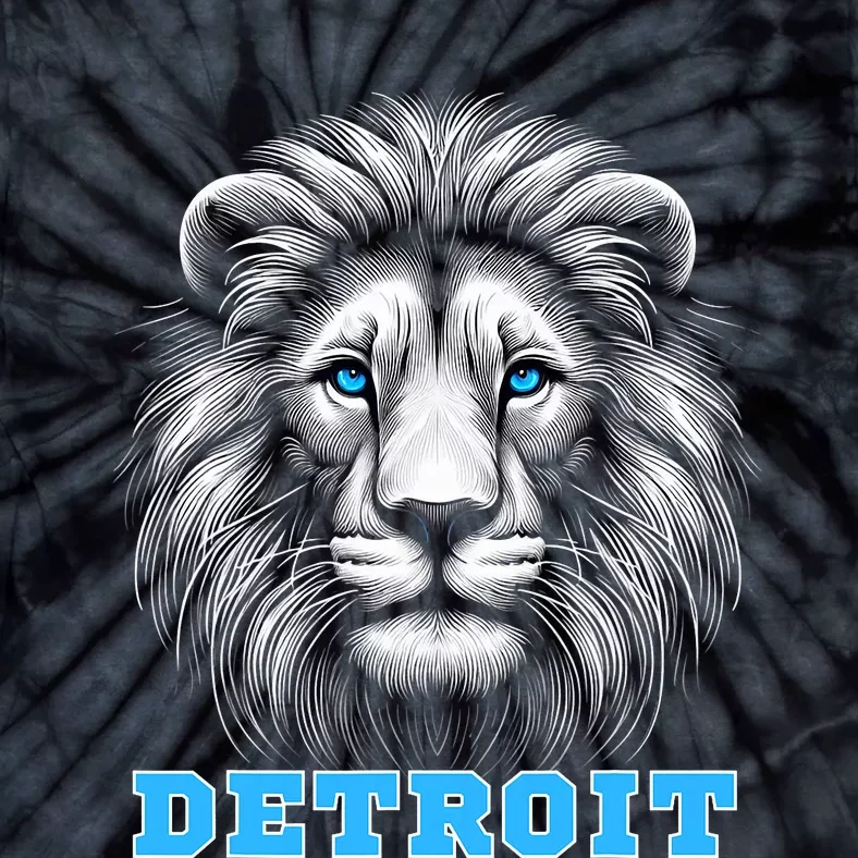 Head Of Lion With Blue Eyes Detroit Michigan Football Fan Tie-Dye T-Shirt