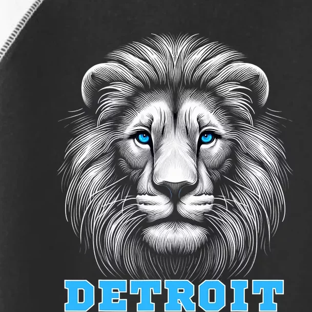 Head Of Lion With Blue Eyes Detroit Michigan Football Fan Toddler Fine Jersey T-Shirt