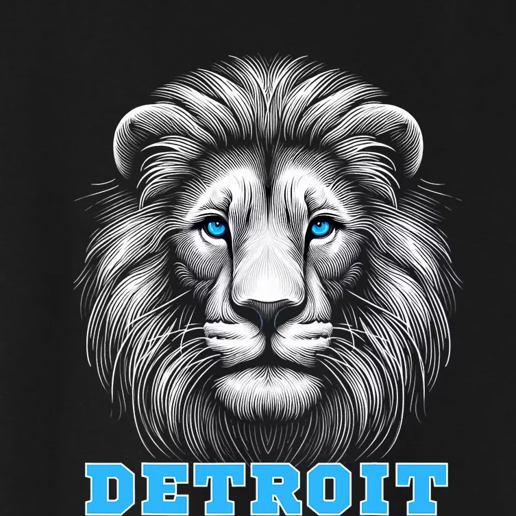 Head Of Lion With Blue Eyes Detroit Michigan Football Fan Women's Crop Top Tee