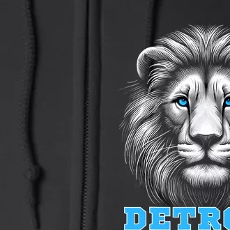 Head Of Lion With Blue Eyes Detroit Michigan Football Fan Full Zip Hoodie