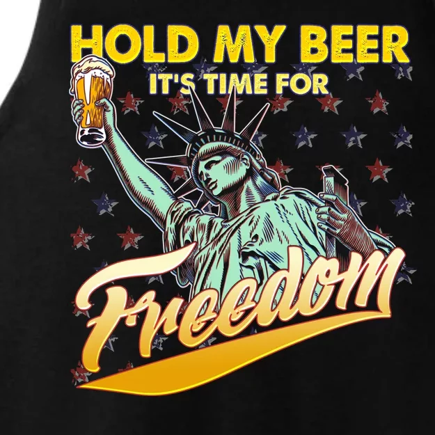 Hold My Beer It's Time For Freedom Statue Of Liberty Ladies Tri-Blend Wicking Tank