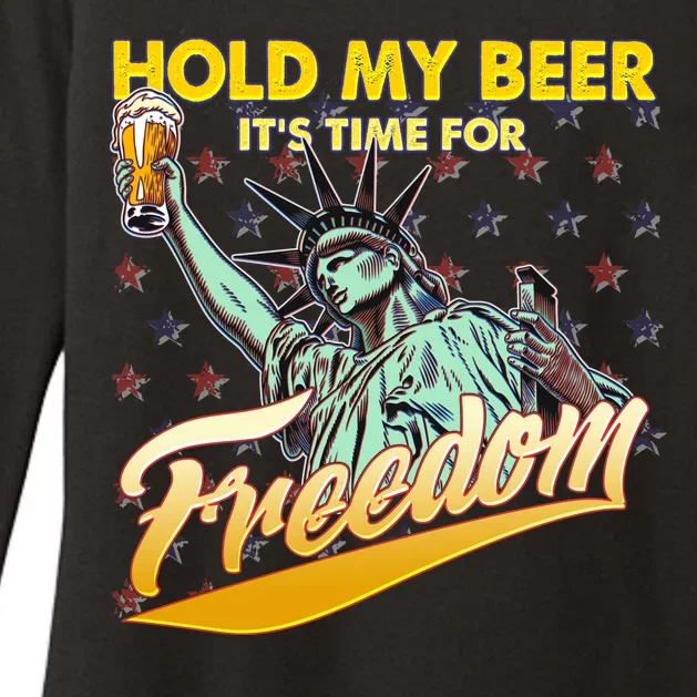 Hold My Beer It's Time For Freedom Statue Of Liberty Womens CVC Long Sleeve Shirt