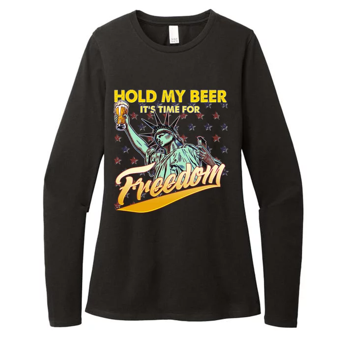 Hold My Beer It's Time For Freedom Statue Of Liberty Womens CVC Long Sleeve Shirt