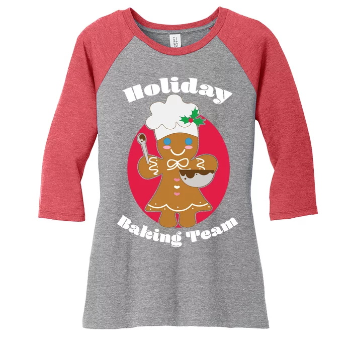 Holiday Baking Team Gingerbread Women's Tri-Blend 3/4-Sleeve Raglan Shirt