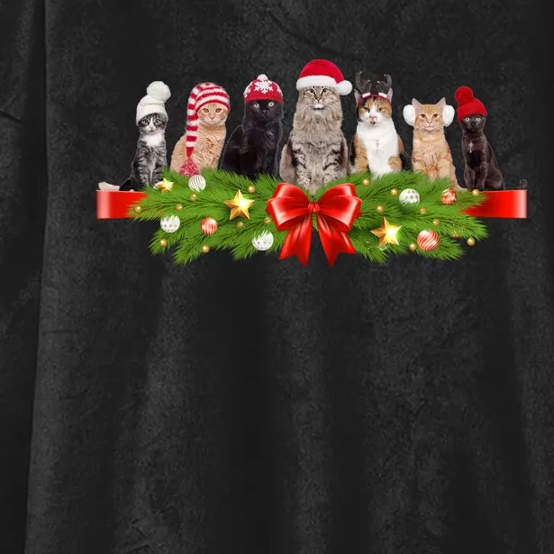 Holiday Christmas Cats Hooded Wearable Blanket