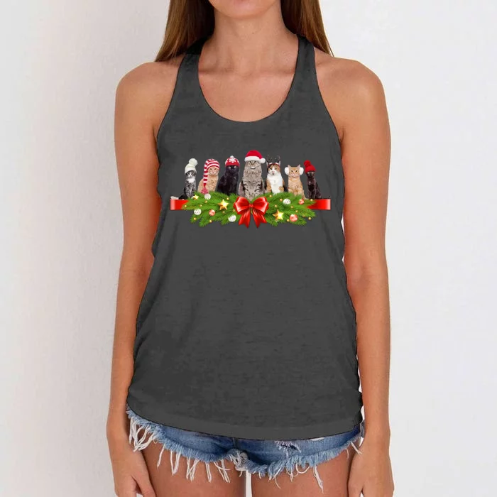 Holiday Christmas Cats Women's Knotted Racerback Tank