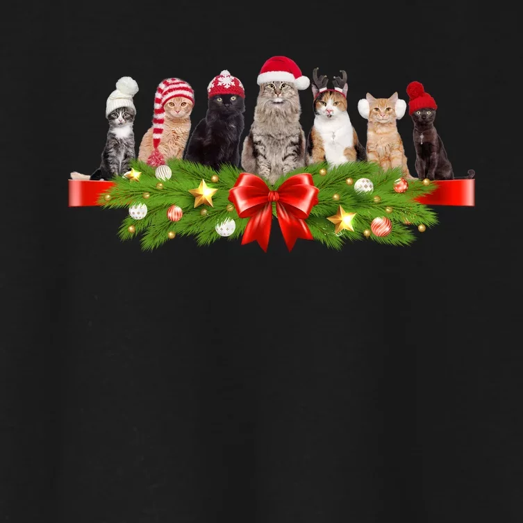 Holiday Christmas Cats Women's Crop Top Tee