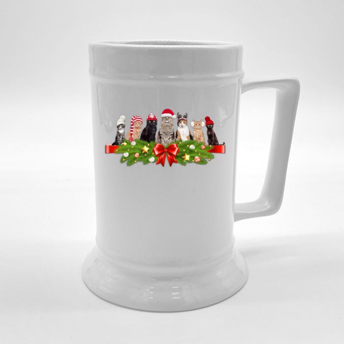 Holiday Christmas Cats Front & Back Beer Stein