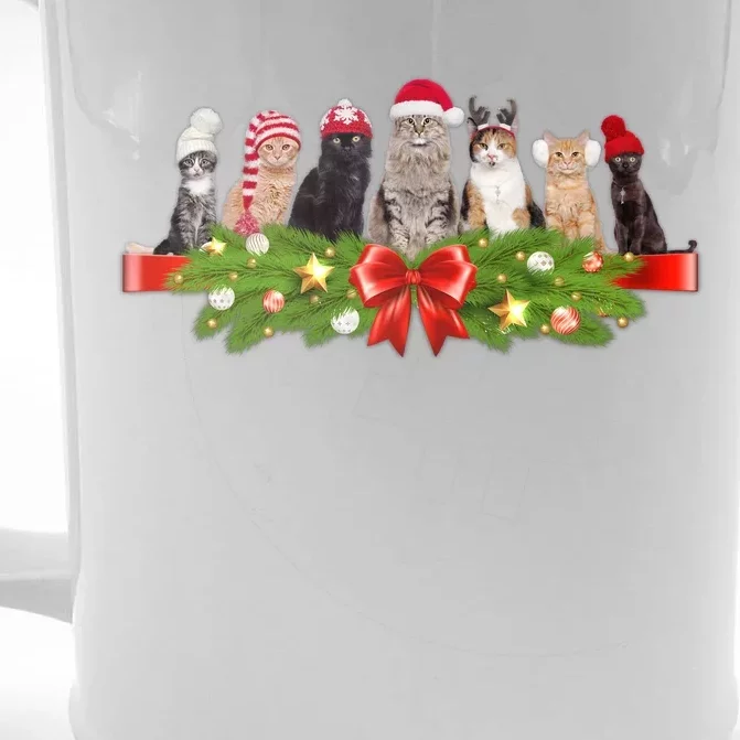 Holiday Christmas Cats Front & Back Beer Stein