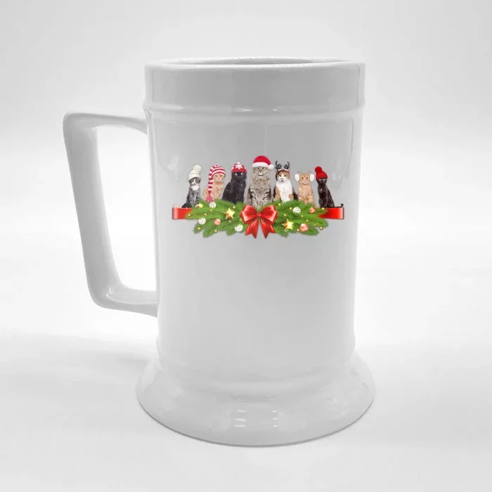 Holiday Christmas Cats Front & Back Beer Stein