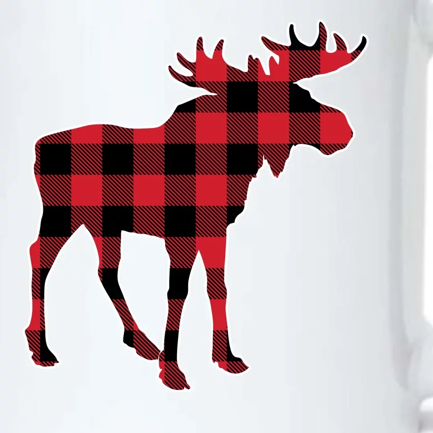 Holiday Plaid Moose Black Color Changing Mug