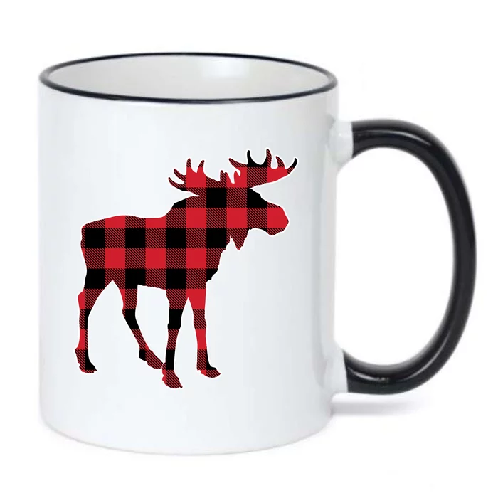 Holiday Plaid Moose Black Color Changing Mug