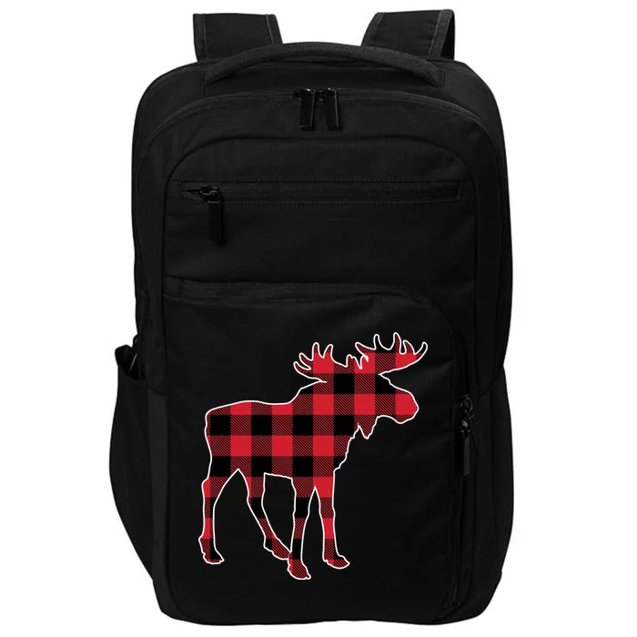 Holiday Plaid Moose Impact Tech Backpack