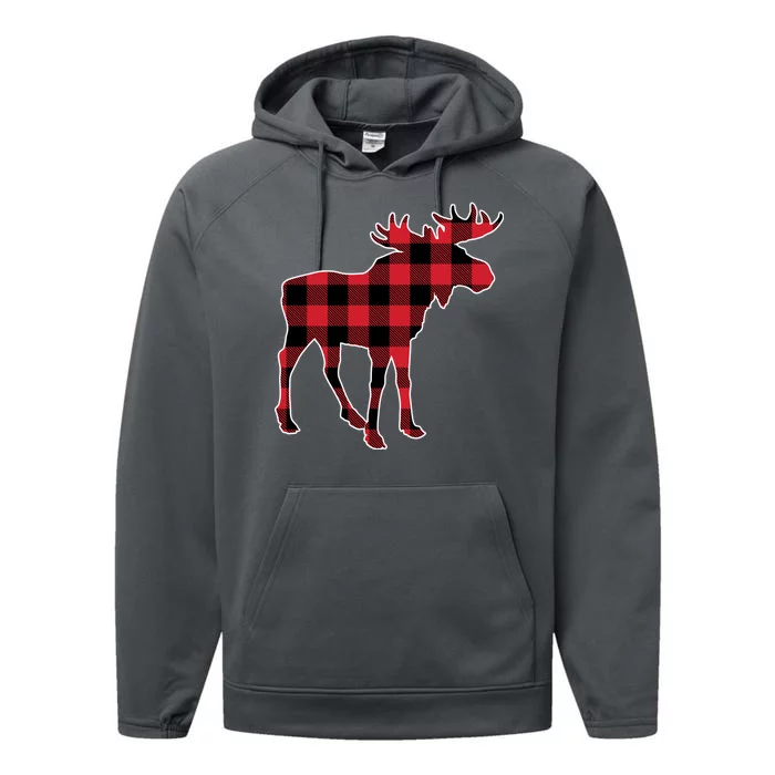 Holiday Plaid Moose Performance Fleece Hoodie