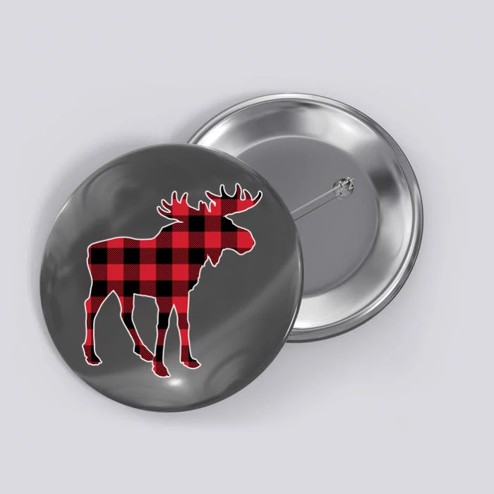 Holiday Plaid Moose Button