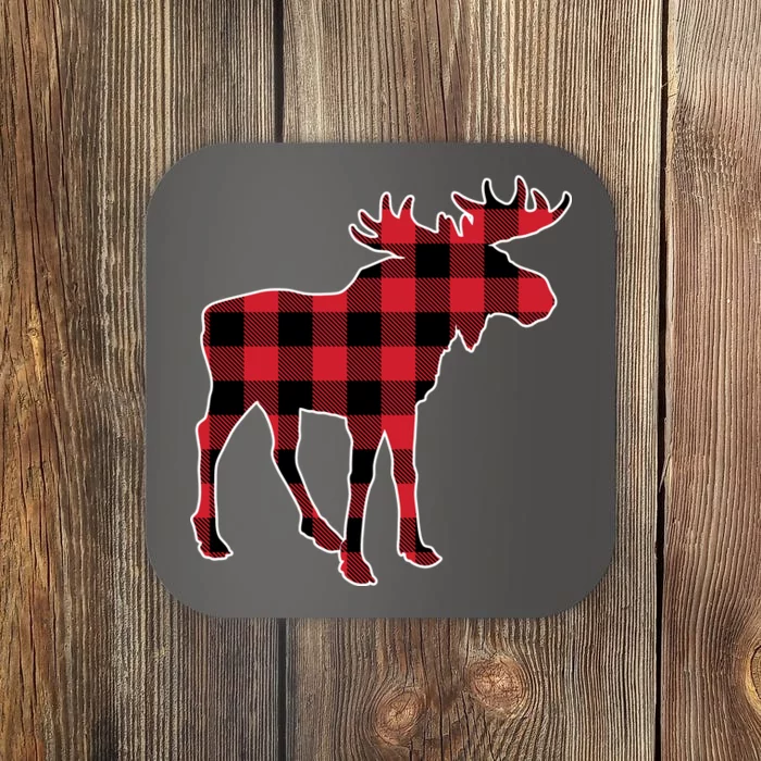 Holiday Plaid Moose Coaster