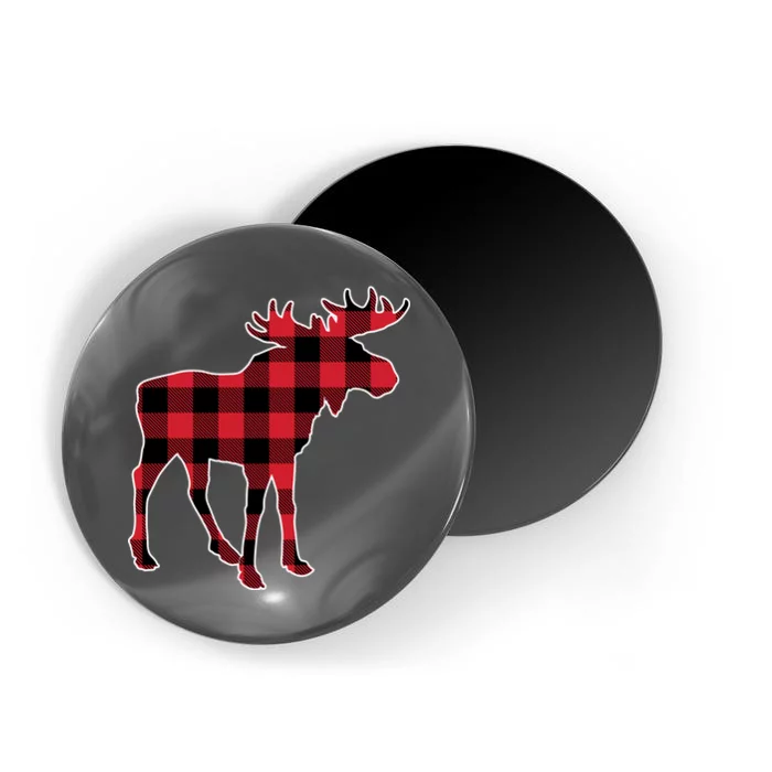 Holiday Plaid Moose Magnet