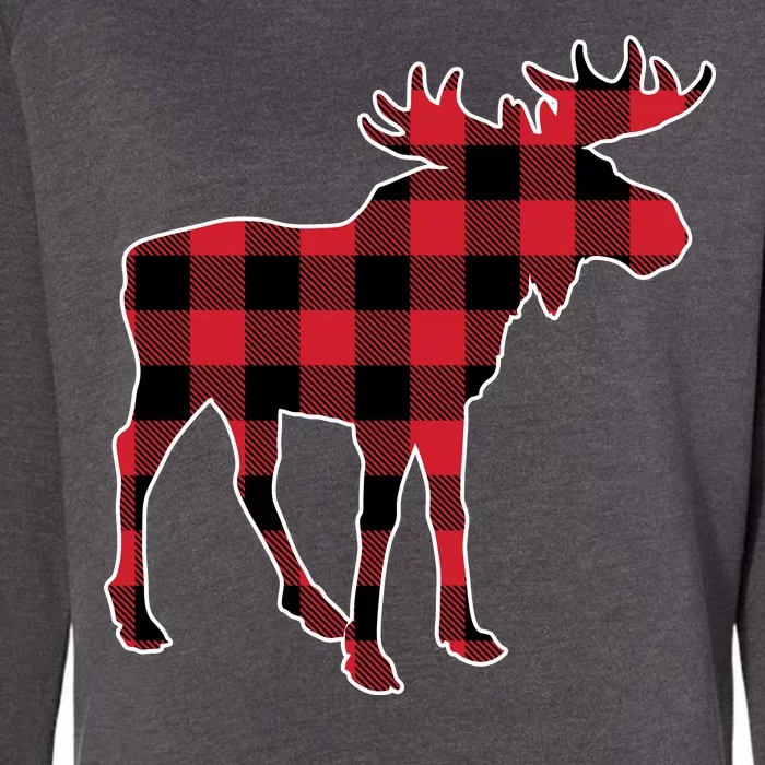 Holiday Plaid Moose Womens California Wash Sweatshirt