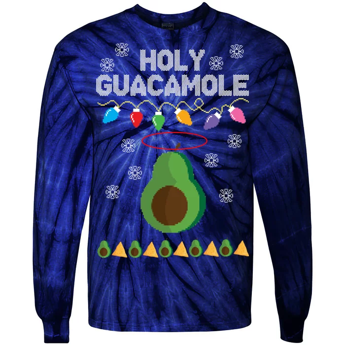 Holy Guacamole Ugly Christmas Tie-Dye Long Sleeve Shirt