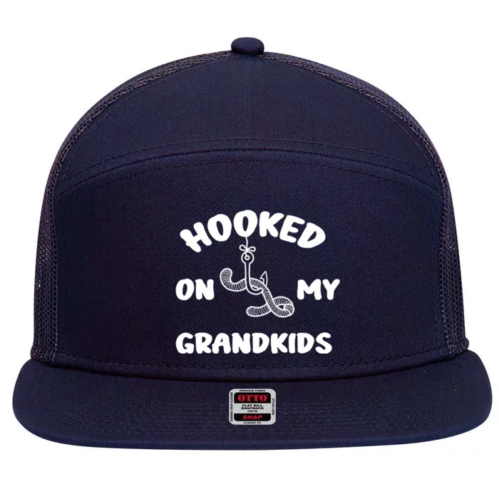 Hooked On My Grandkids 7 Panel Mesh Trucker Snapback Hat