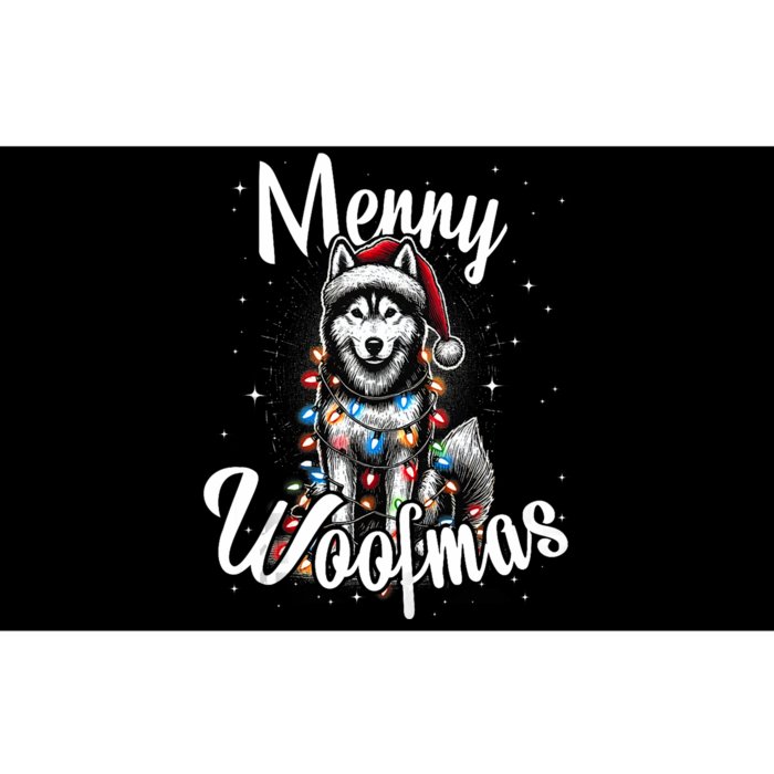 Husky Or Malamute Dog Merry Woofmas Christmas Lights Tank Top Bumper Sticker