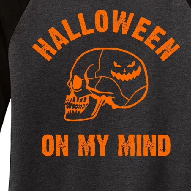 Halloween On My Mind Women's Tri-Blend 3/4-Sleeve Raglan Shirt