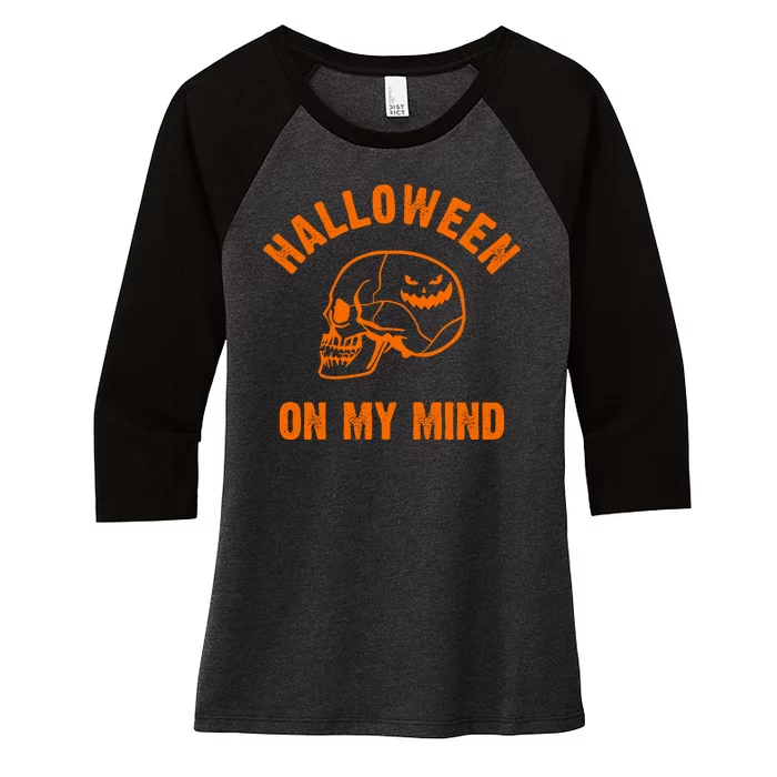 Halloween On My Mind Women's Tri-Blend 3/4-Sleeve Raglan Shirt