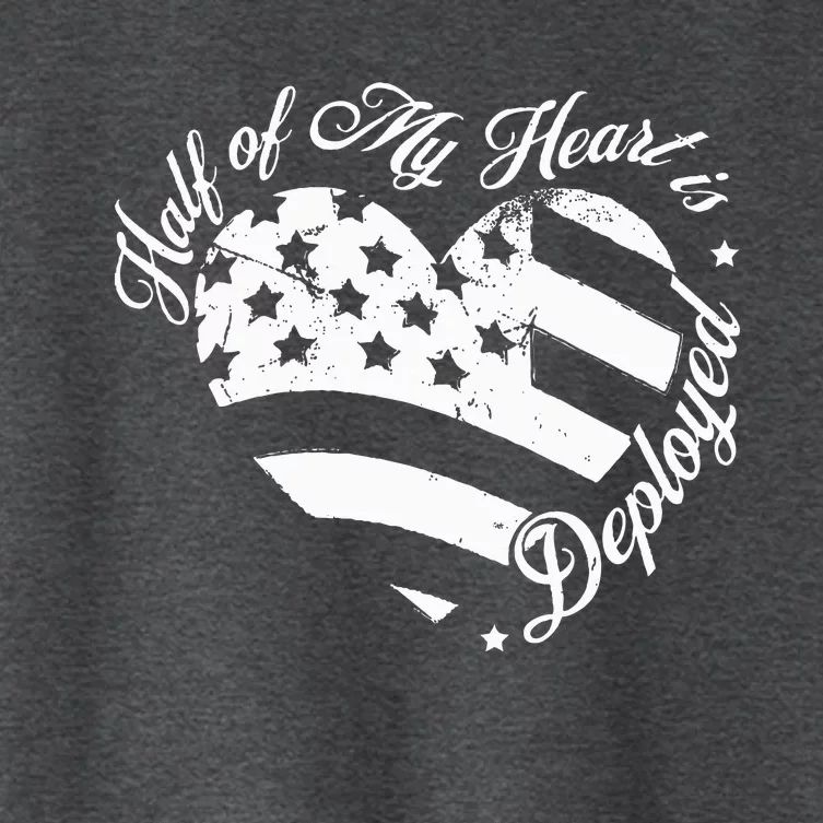 Half Of My Heart Is Deployed Husband Wife Deployment Gifts Women's Crop Top Tee