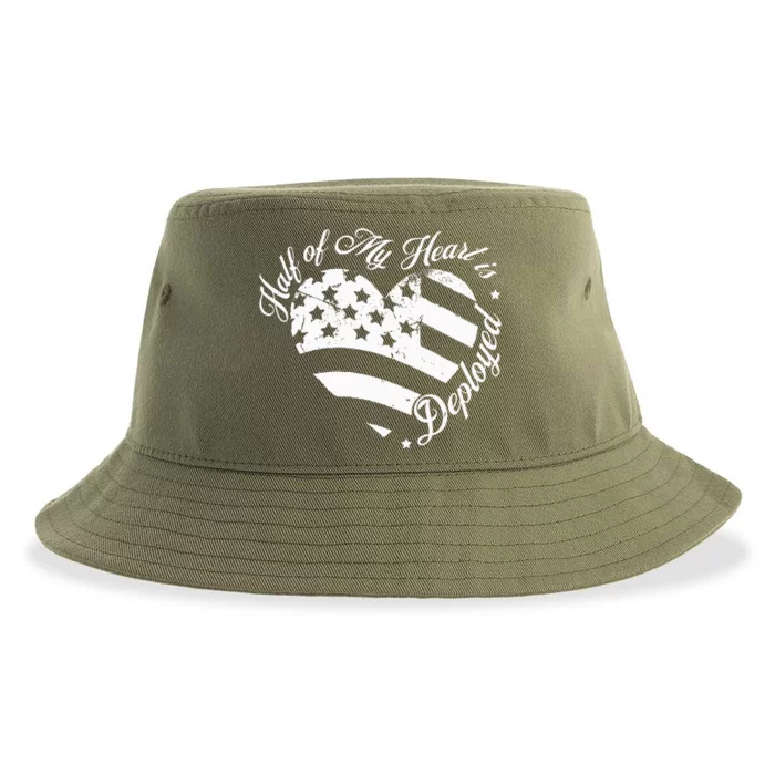 Half Of My Heart Is Deployed Husband Wife Deployment Gifts Sustainable Bucket Hat