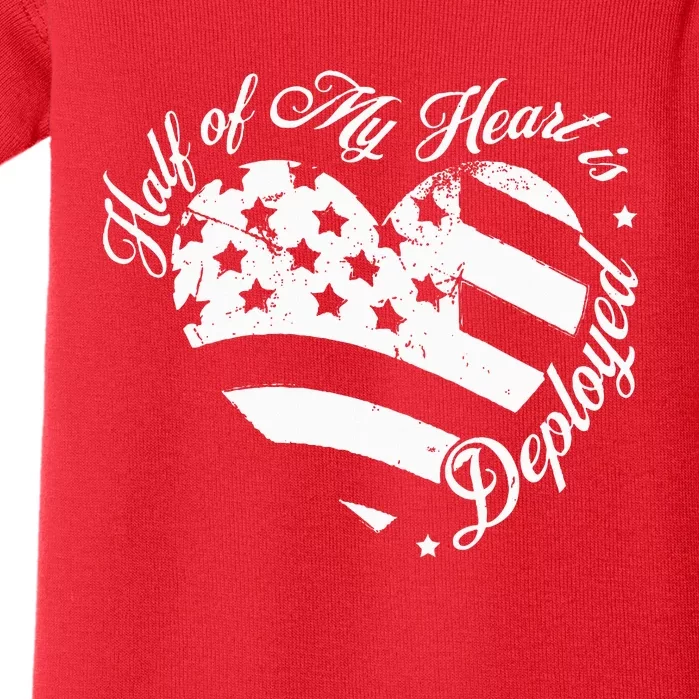 Half Of My Heart Is Deployed Husband Wife Deployment Gifts Baby Bodysuit