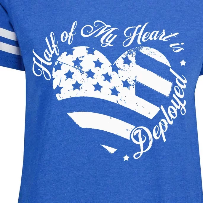 Half Of My Heart Is Deployed Husband Wife Deployment Gifts Enza Ladies Jersey Football T-Shirt