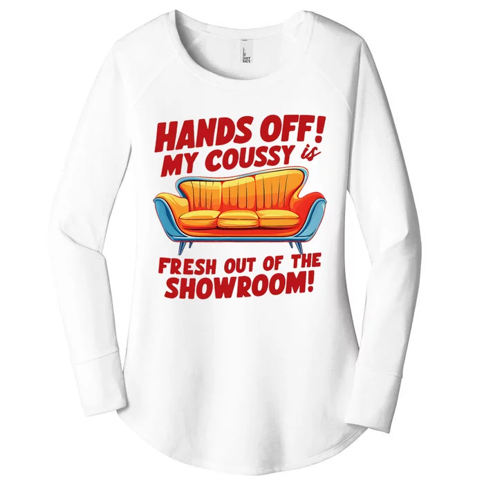 Hands Off My Coussy Is Off The Showroom! Meme Funny Women's Perfect Tri Tunic Long Sleeve Shirt