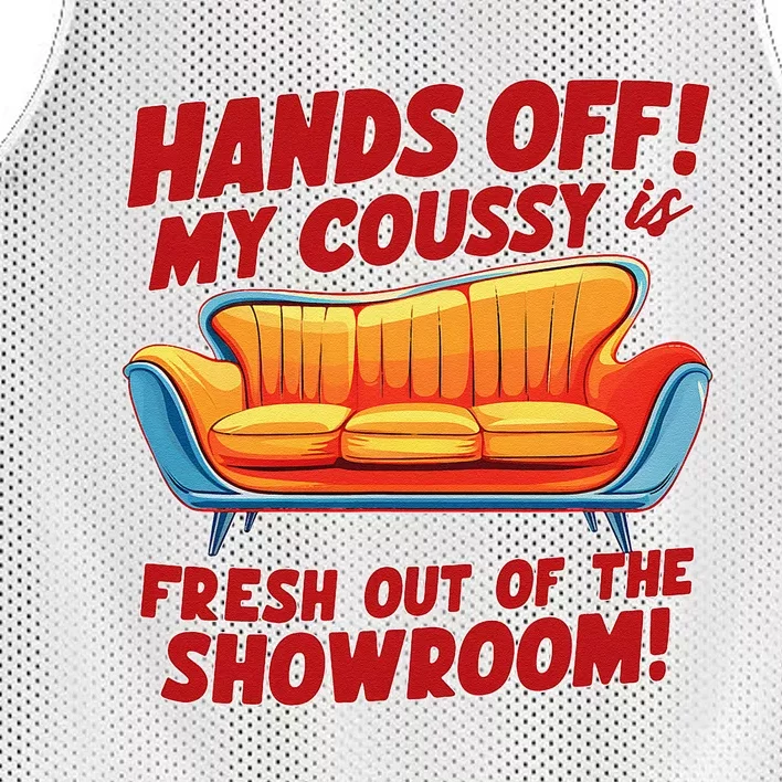 Hands Off My Coussy Is Off The Showroom! Meme Funny Mesh Reversible Basketball Jersey Tank