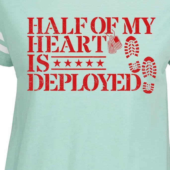 Half Of My Heart Is Deployed Husband Wife Deployment Enza Ladies Jersey Football T-Shirt