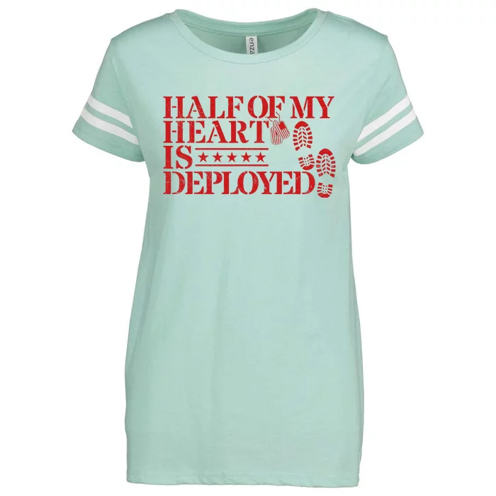 Half Of My Heart Is Deployed Husband Wife Deployment Enza Ladies Jersey Football T-Shirt